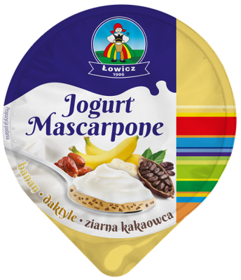 Jogurty z mascarpone banan daktyle ziarna kakaowca min 1